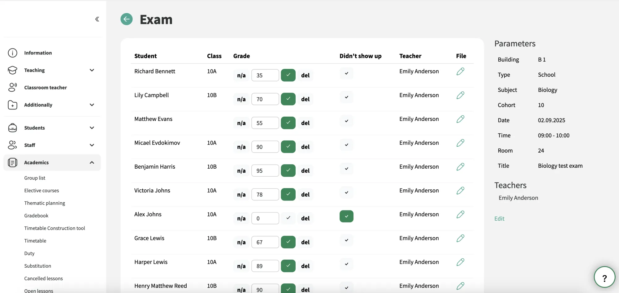 Simple results entry