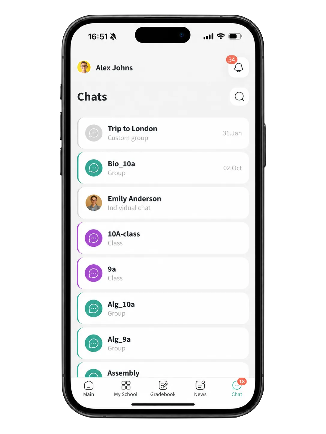 Chats on mobile