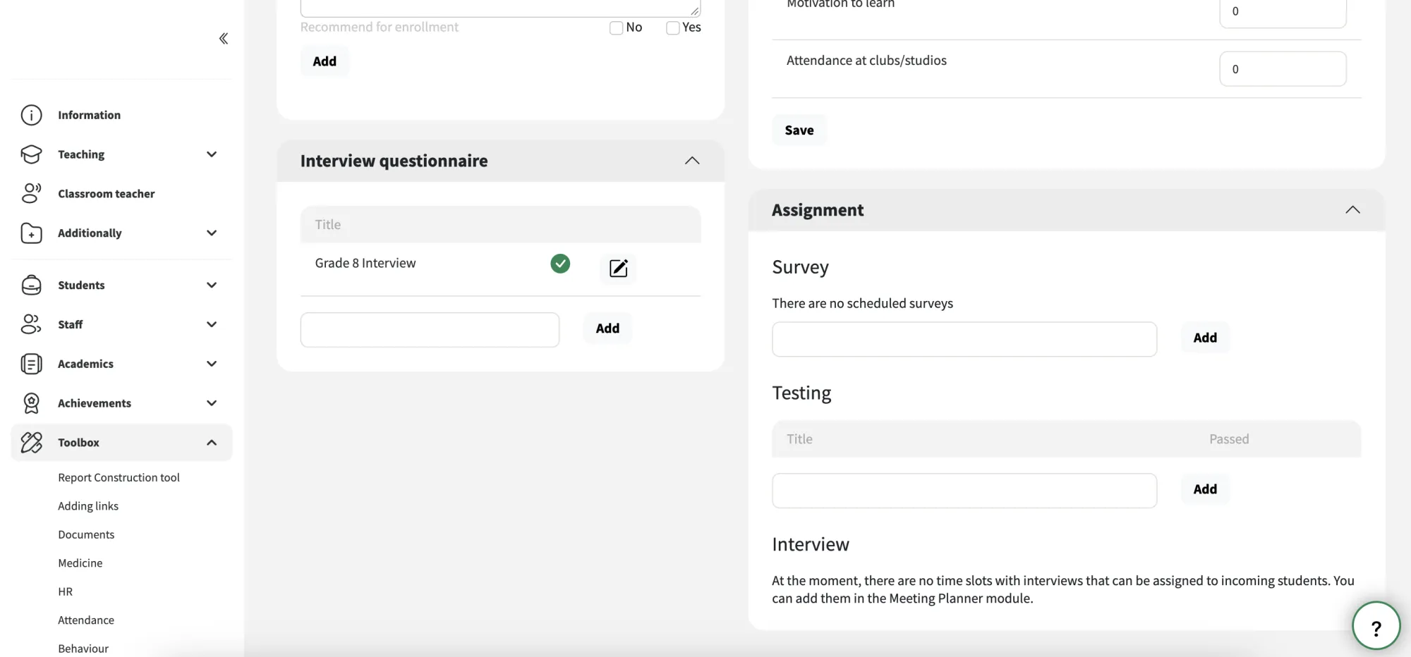 Manage assessments and interviews